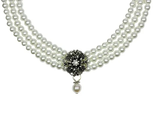 LUISIA® Perlencollier "Nyala" 3-reihig mit Kristall von Swarovski® 48322-1