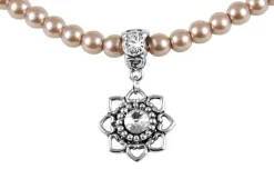 LUISIA Perlencollier Tessa mit Herzblüte - Nougat