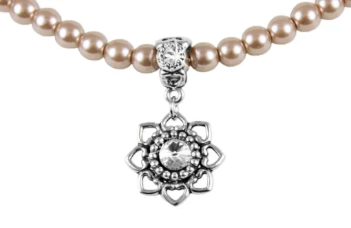 LUISIA Perlencollier Tessa mit Herzblüte - Nougat