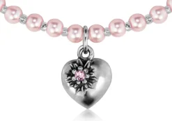 LUISIA Perlenkette Luna mit Herz und Edelweiß - Rosa