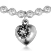 LUISIA Perlenkette Luna mit Herz und Edelweiß - Silbergrau