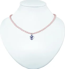 LUISIA Perlenkette Luna mit Herz und Edelweiß - Rosa
