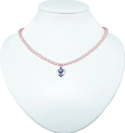 LUISIA Perlenkette Luna mit Herz und Edelweiß - Rosa