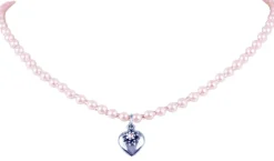 LUISIA Perlenkette Luna mit Herz und Edelweiß - Rosa