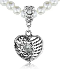 LUISIA® Perlenkette "Ariela" mit Herzanhänger | Brautschmuck Halskette Collier zu Dirndl Brautkleid