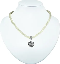 LUISIA® Perlenkette "Ariela" mit Herzanhänger | Brautschmuck Halskette Collier zu Dirndl Brautkleid