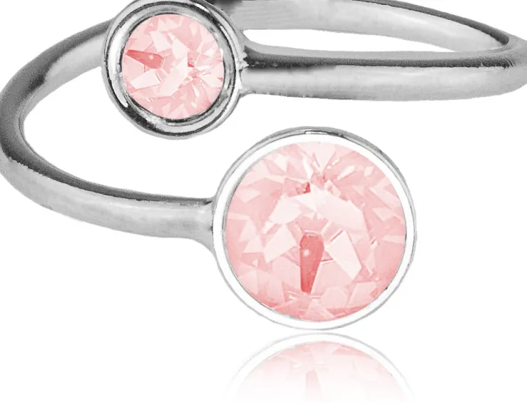 LUISIA® Ring "Fjella" mit zwei Kristallen von Swarovski® - Silber / Light Rose