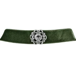 LUISIA® Samt Kropfband Annina mit Ornament und Kristall von Swarovski® - Olivgrün