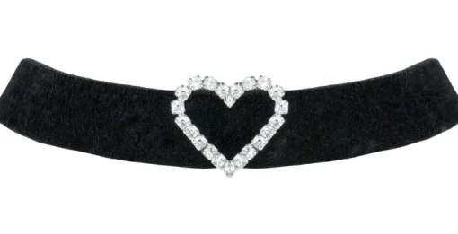 LUISIA® Samt Kropfband mit Strass Herz aus Swarovski® Elements - Schwarz | Damen Halskette Schmuck