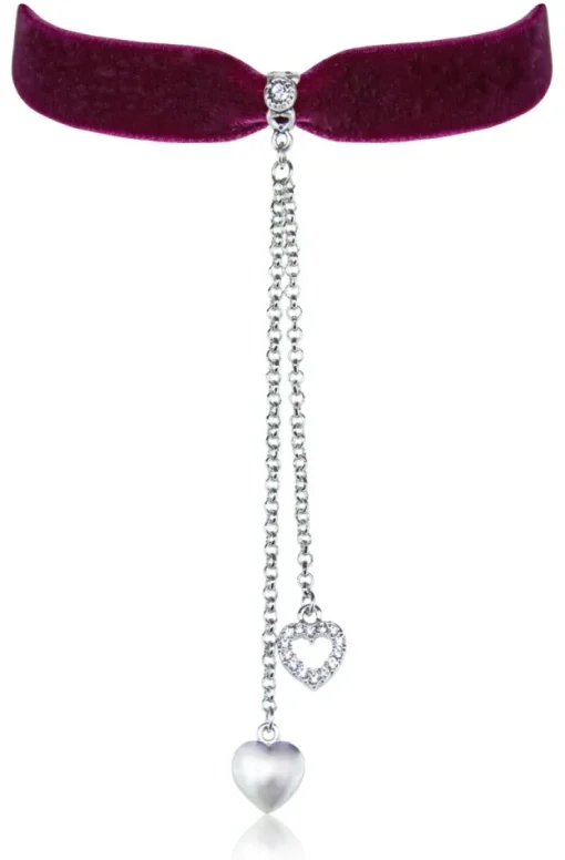 LUISIA® Samt Kropfband "Mattea" mit Kristallen von Swarovski® 48206 | Dunkelrot - mit Herz Ketten