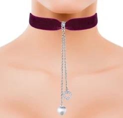 LUISIA® Samt Kropfband "Mattea" mit Kristallen von Swarovski® 48206 | Dunkelrot - mit Herz Ketten