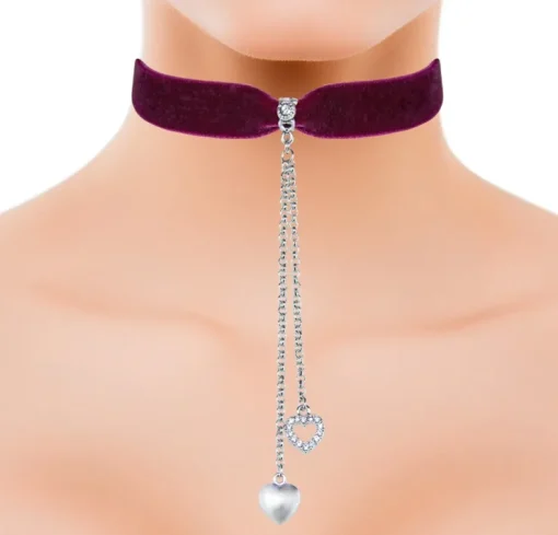 LUISIA® Samt Kropfband "Mattea" mit Kristallen von Swarovski® 48206 | Dunkelrot - mit Herz Ketten
