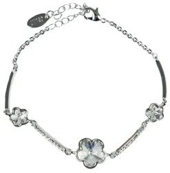 LUISIA® Silbernes Damen Blumen Armband mit Kristallen von Swarovski®
