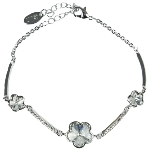 LUISIA® Silbernes Damen Blumen Armband mit Kristallen von Swarovski®