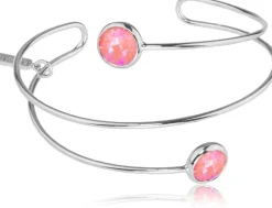 LUISIA® Spiral Armreif "Fjella" mit zwei Kristallen von Swarovski® - Silber / Lotus Pink Delite