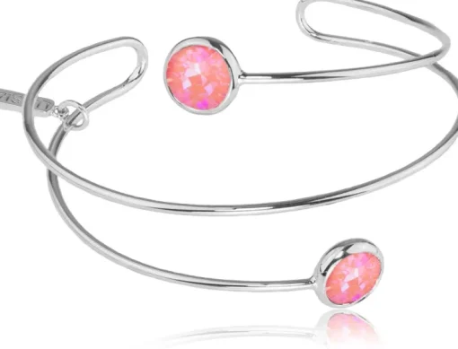 LUISIA® Spiral Armreif "Fjella" mit zwei Kristallen von Swarovski® - Silber / Lotus Pink Delite