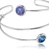 LUISIA® Spiral Armreif "Fjella" mit zwei Kristallen von Swarovski® - Silber / Royal Blue Delite