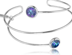 LUISIA® Spiral Armreif "Fjella" mit zwei Kristallen von Swarovski® - Silber / Royal Blue Delite