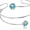 LUISIA® Spiral Armreif "Fjella" mit zwei Kristallen von Swarovski® - Silber / Aquamarine
