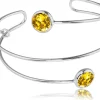 LUISIA® Spiral Armreif "Fjella" mit zwei Kristallen von Swarovski® - Silber / Light Topas