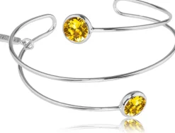 LUISIA® Spiral Armreif "Fjella" mit zwei Kristallen von Swarovski® - Silber / Light Topas