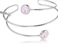 LUISIA® Spiral Armreif "Fjella" mit zwei Kristallen von Swarovski® - Silber / Lavender Delite