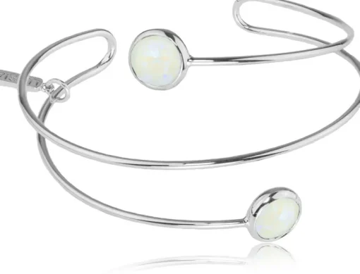 LUISIA® Spiral Armreif "Fjella" mit zwei Kristallen von Swarovski® - Silber / Light Grey Delite