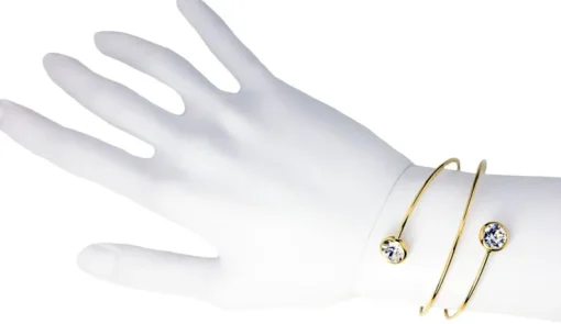 LUISIA® Spiral Armreif "Fjella" mit zwei Kristallen von Swarovski® - Silber / Aquamarine