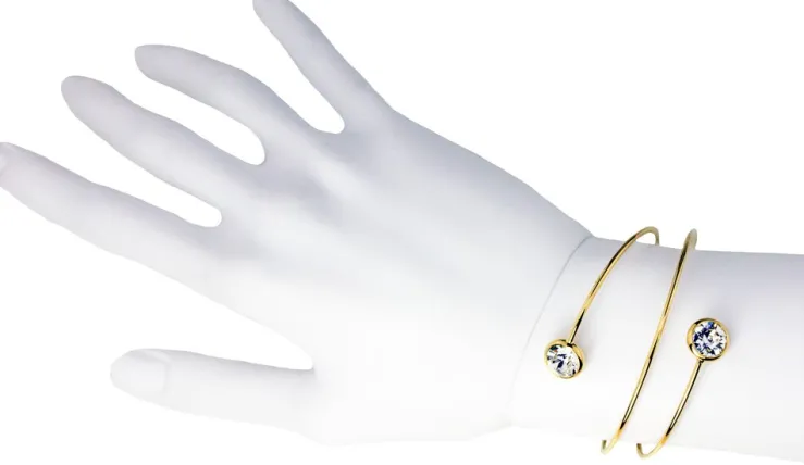 LUISIA® Spiral Armreif "Fjella" mit zwei Kristallen von Swarovski® - Silber / Peridot