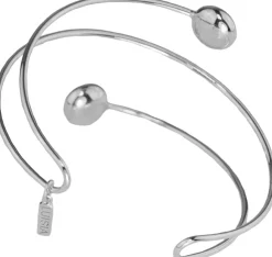 LUISIA® Spiral Armreif "Fjella" mit zwei Kristallen von Swarovski® - Silber / Aquamarine