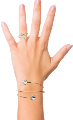 LUISIA® Spiral Armreif "Fjella" mit zwei Kristallen von Swarovski® - Silber / Lotus Pink Delite