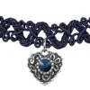 LUISIA® Spitzen Kropfband "Malina" mit Herzanhänger | Dunkelblau