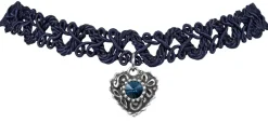 LUISIA® Spitzen Kropfband "Malina" mit Herzanhänger | Dunkelblau