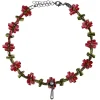 LUISIA® Stoffblütencollier "Seraphine" Kropfband mit Perle 48364 | Rot