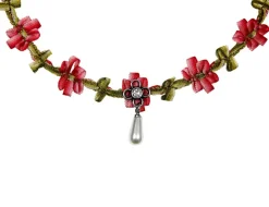 LUISIA® Stoffblütencollier "Seraphine" Kropfband mit Perle 48364 | Rot