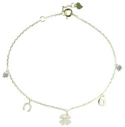 LUISIA® Vergoldetes Damen Armband mit Glücksbringern - 925 Silber mit Zirkonia
