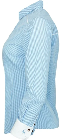 Maddox Damen Langarm Trachtenbluse Innsbruck - Hellblau Sky