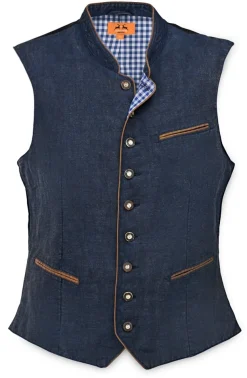 MADDOX Herren Leinen Trachten Weste "Oliver" | Marineblau