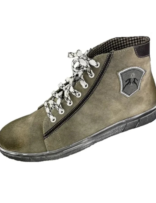 MADDOX Herren Trachten Leder Schuhe Hohe Sneaker "Marinus" | Stein