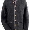 MADDOX Herren Trachten Strickjacke "Altishofen" mit Stehkragen | Anthrazit