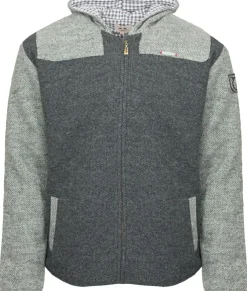 MADDOX Herren Trachten Strickjacke Wendel mit Kapuze - Anthrazit Grau
