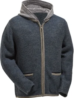 Maddox Herren Trachten Strickjacke Tristan mit Kapuze - Indigo Blau