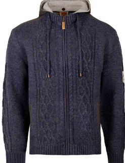 MADDOX Herren Trachten Strickjacke "Waidsee" mit Kapuze | Blau