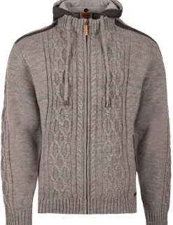 MADDOX Herren Trachten Strickjacke "Waidsee" mit Kapuze | Grau