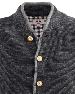 MADDOX Herren Trachten Strickjacke "Altishofen" mit Stehkragen | Anthrazit
