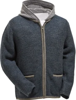 Maddox Herren Trachten Strickjacke Tristan mit Kapuze - Indigo Blau