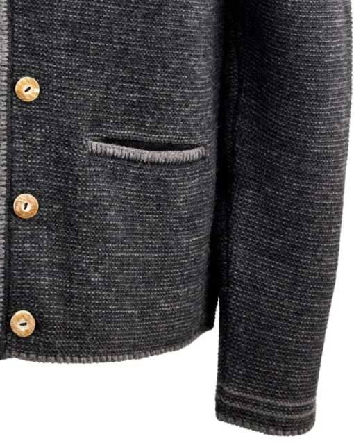 MADDOX Herren Trachten Strickjacke "Altishofen" mit Stehkragen | Anthrazit