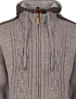 MADDOX Herren Trachten Strickjacke "Waidsee" mit Kapuze | Grau
