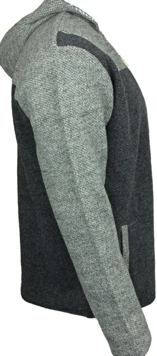 MADDOX Herren Trachten Strickjacke Wendel mit Kapuze - Anthrazit Grau