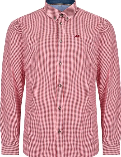 MADDOX Kariertes Trachtenhemd Button Down - Hemd-47 | Rot